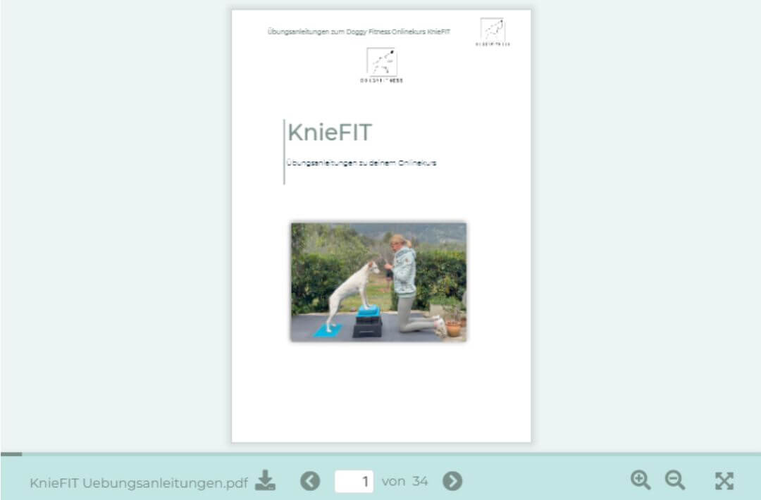 martina flocken - doggy fitness - hundephysio - hundefitness - kniefit übungsanleitungen pdf – schritt-für-schritt anleitungen zum onlinekurs