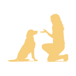 martina flocken - doggy fitness - hundephysio - hundefitness - grafik hund sitzt vor mensch in kniender position