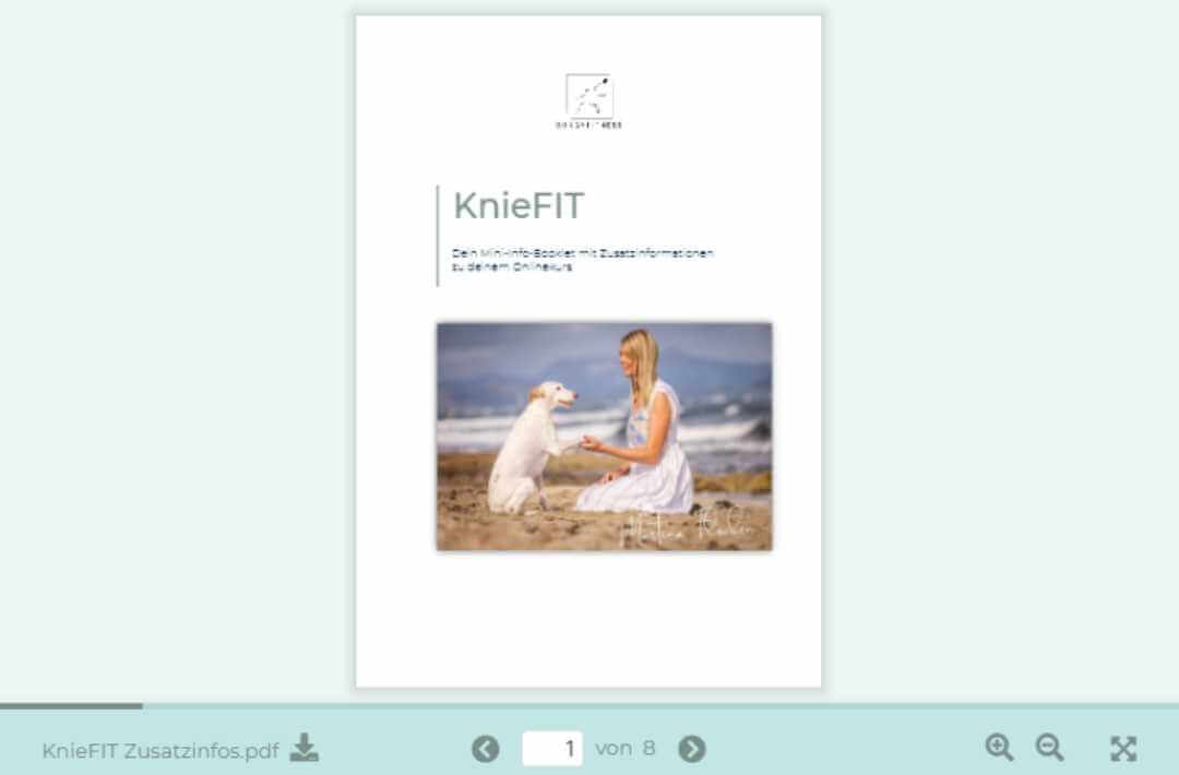 martina flocken - doggy fitness - hundephysio - hundefitness - kniefit zusatzinfos booklet zum online kurs für hunde