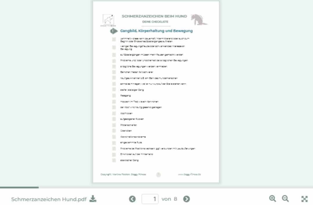 martina flocken - hundephysio - hundefitness - gratis online kurs - schmerzen beim hund erkennen - kursinhalt